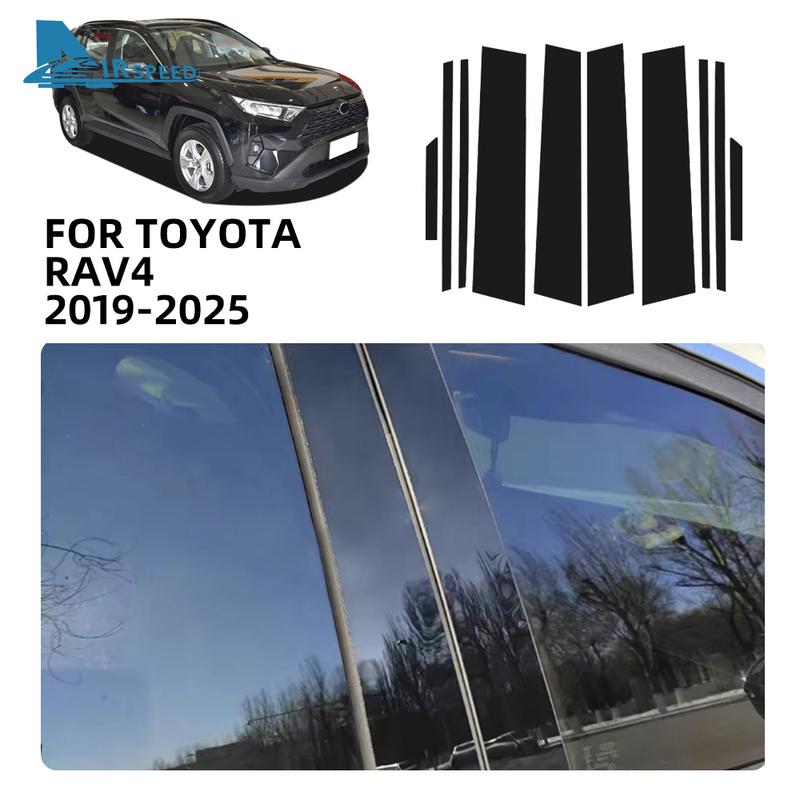 Car Window Door Column B C Pillar Post Trim Stickers For Toyota RAV4 2024 2025 Glossy Black Accessories