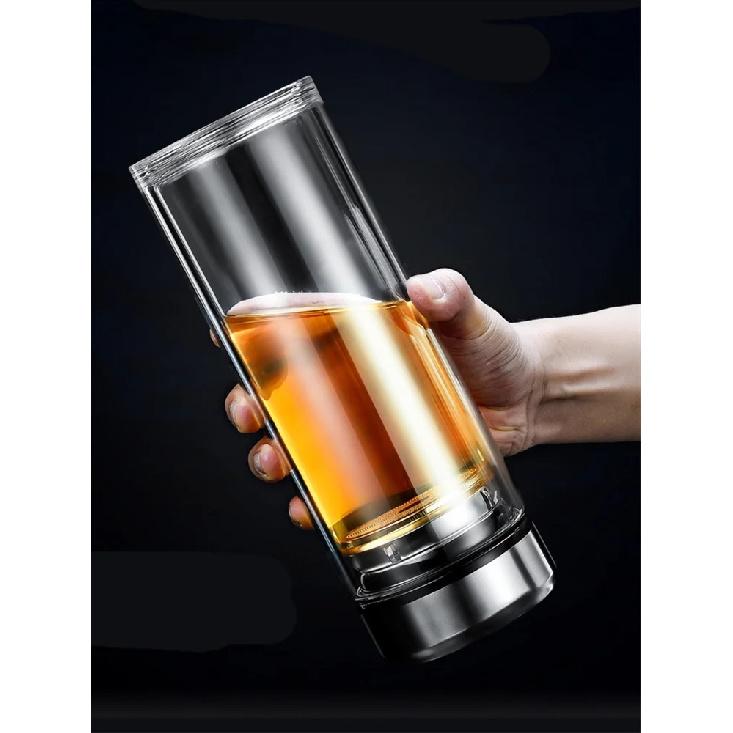 Leakproof Glass Tea Bottles With Infuser Stainless Steel Double Walled Bottle Portable Travel Drinking Lemon Water Cup