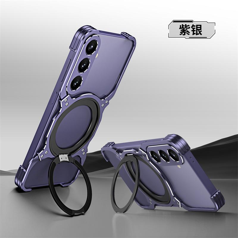 Titanium Metal Phone Case For For Samsung Galaxy S23 S24 S25 Ultra Plus Aluminum Alloy Bumper 360° Magnetic Lens Protect Frame Cover