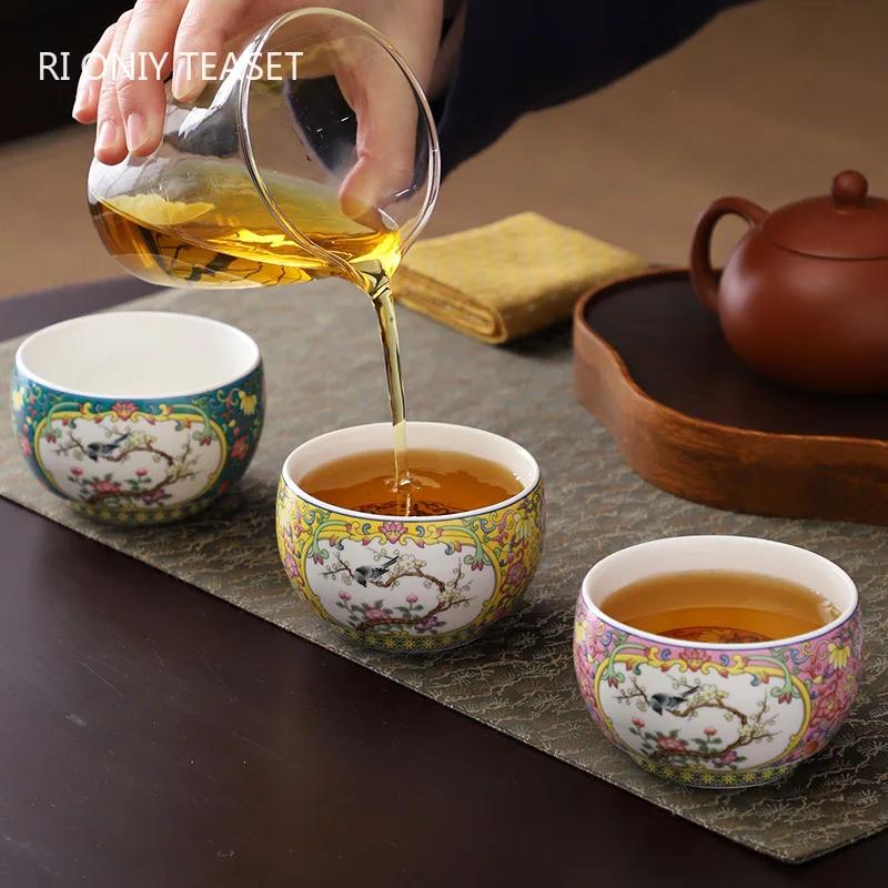 1 ks čínský barevný smaltovaný keramický šálek na čaj vintage porcelánová miska na čaj ručně vyráběné nádobí mistrovský šálek na čaj meditační šálek 120 ml