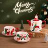Christmas Ceramic Teapot Amazon Hot Selling Special Christmas Gift One Pot Two Cups Gold-Plated Tea Set Suit
