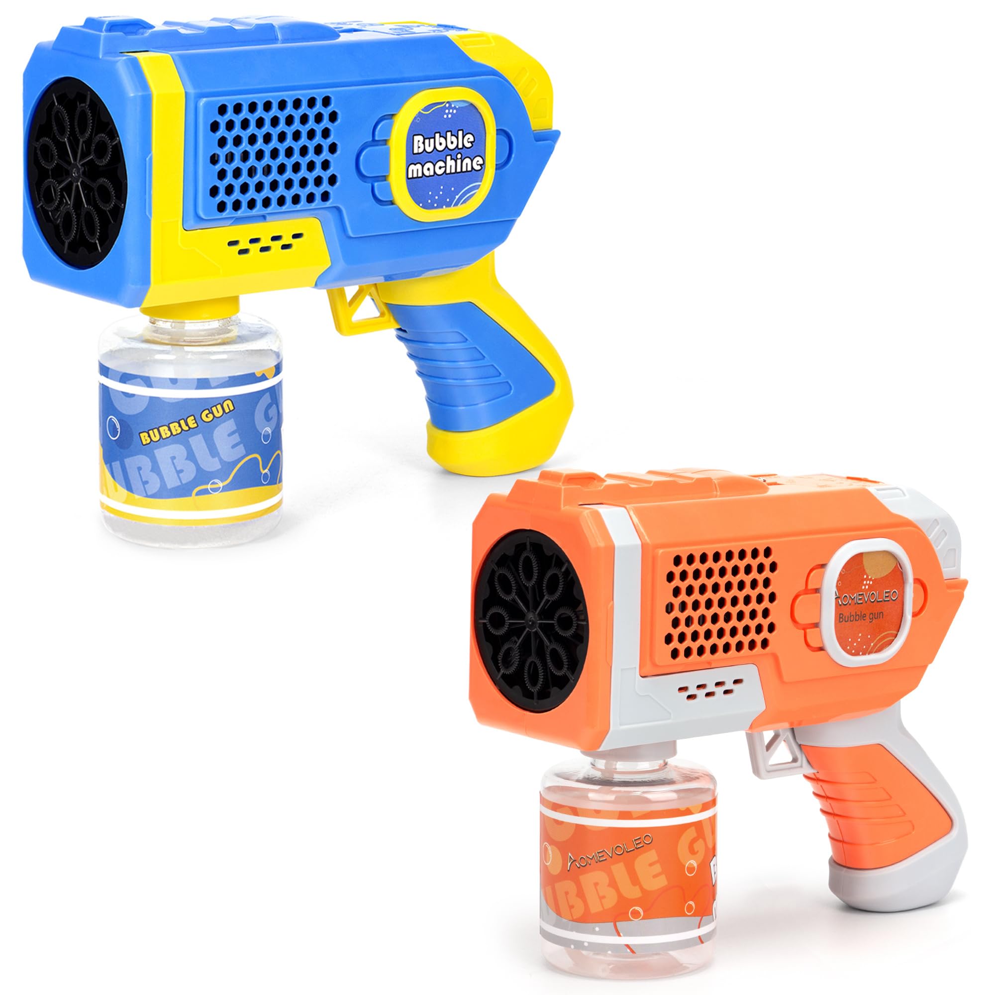 

AOMEVOLEO Электрический набор мыльных пузырей Базука Автоматические пузыри со светодиодной подсветкой Детский подарок для улицы из 2 синих и оружейного цвета, 2, Оружейный, Герметичный, Свет, Игрушка, Игра, Пикник,