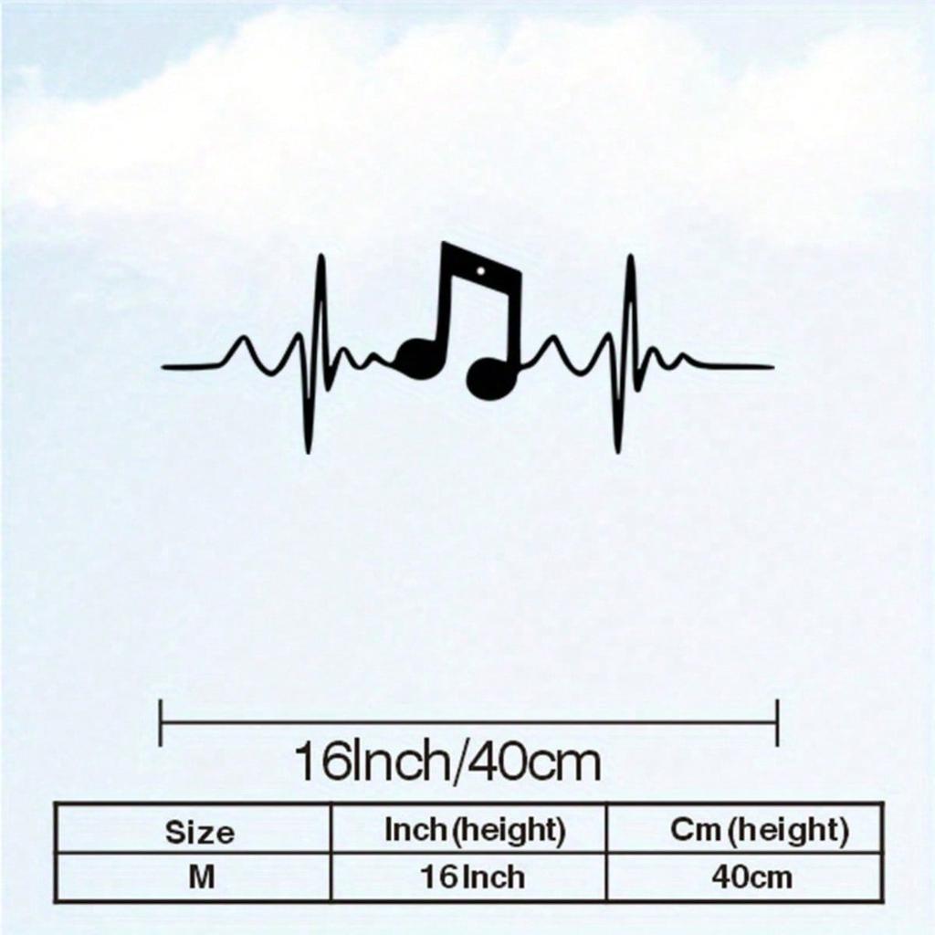 Music Note Heartbeat Metal Wall Art, Music Lover ECG Wall Decor