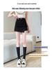 Summer Black High Waist Ruched Mini Skirt for Women - Slimming, Irregular A-Line Design, Polyester
