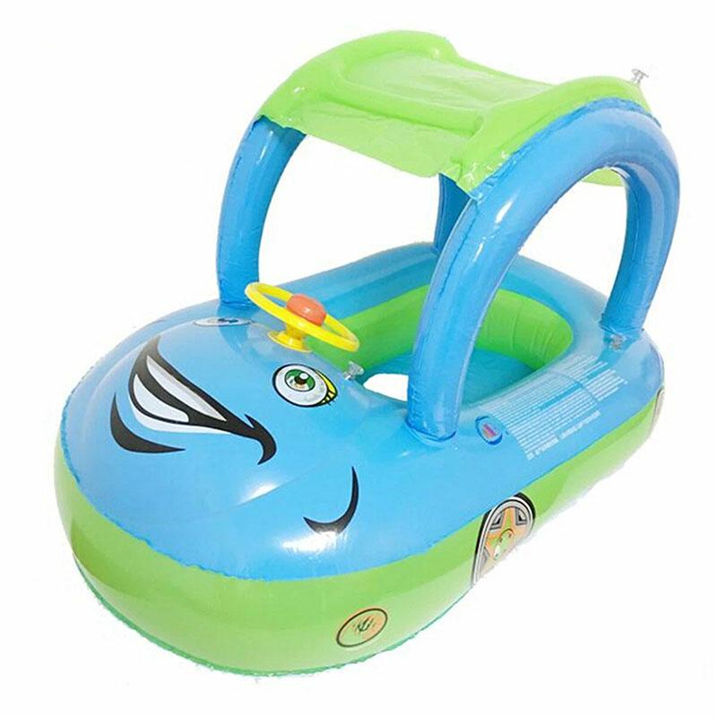Baby Air Mattresses Swimming Ring Sunshade Baby Float Seat Inflatable Boat Swimming Ring Pool Water Fun Car Boat