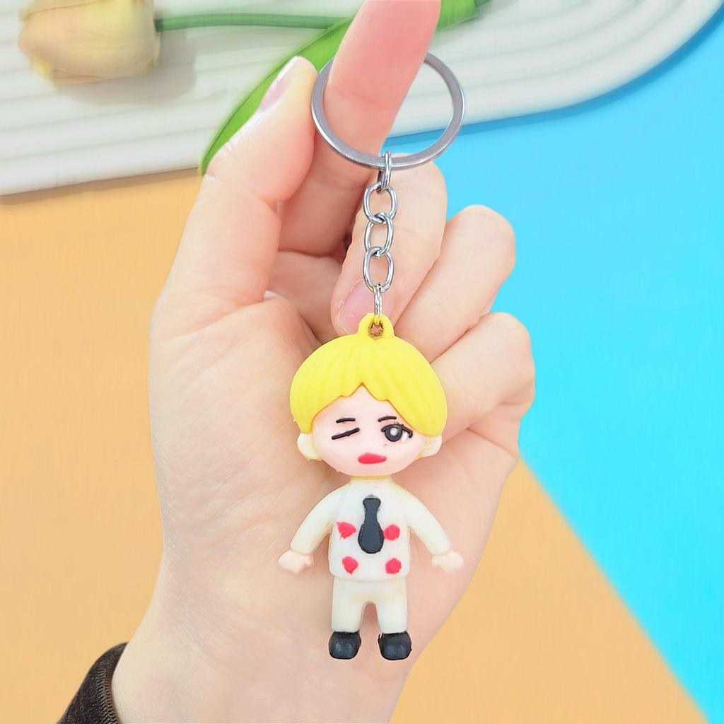 BTS 3D Cartoon Style Keychain, SoftCartoon Figure Charm, Kpop ARMY Fans Collectible Bag Pendant