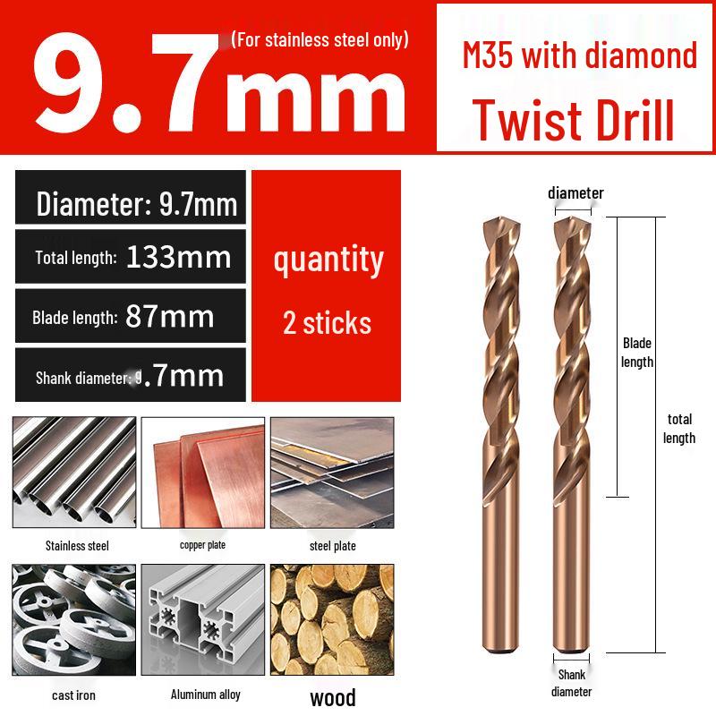 Set di punte da trapano HSS M35 al Cobalto per Legno, Metallo, Acciaio Inossidabile - Alta Durezza