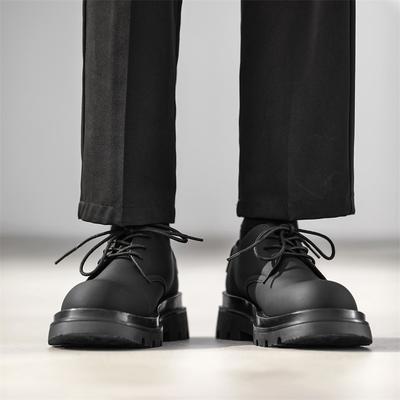 Carbon Black Derby Leather Shoes Spring Men's Niche Platform Commuter Men's Trendy Shoes Casual Sports Versatile Men's Shoes