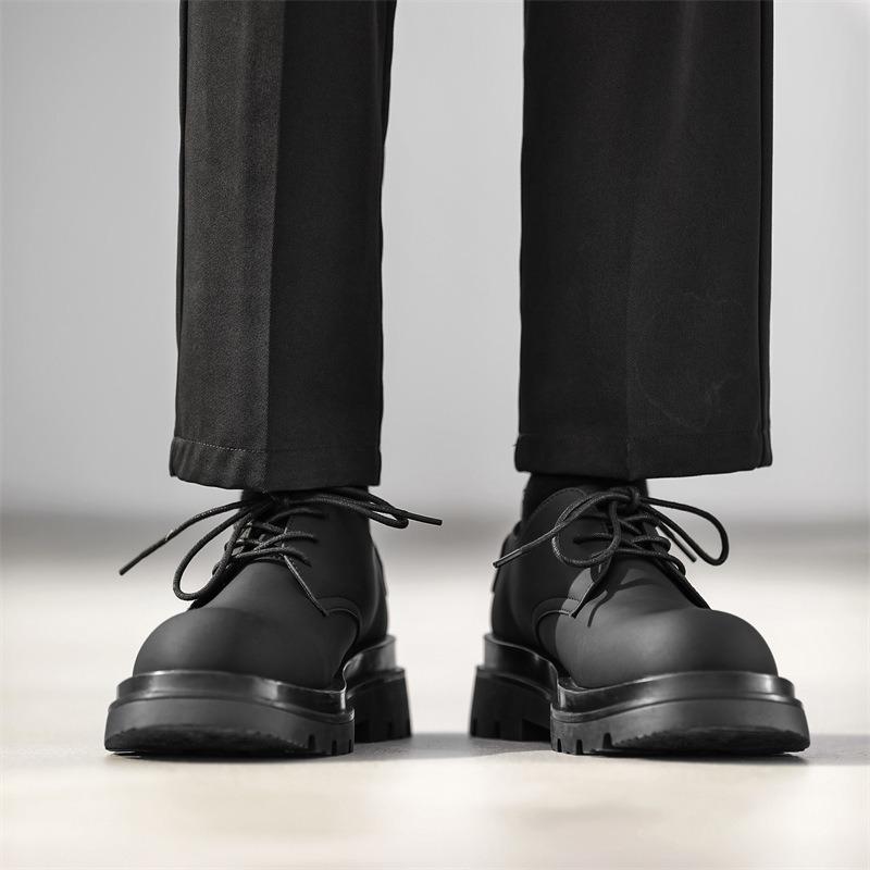 3187 carbon black Derby leather shoes spring men's niche platform commuter men's trendy shoes casual sports versatile men's shoes