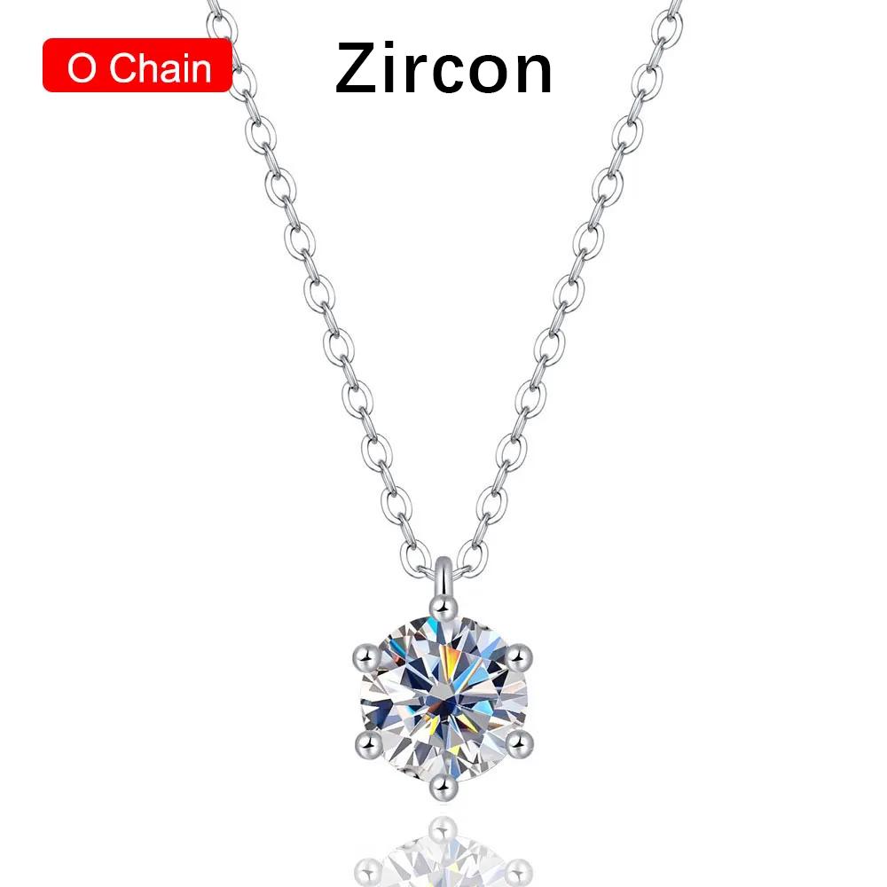 

Real D Color 2 Carat Moissanite Pendant Necklace GRA Certificate for Women Wedding Bridal 100% Copper Fine Jewelry 1 Carat