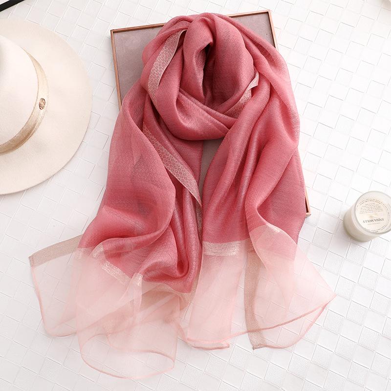 2024 New Solid Color Silk Acrylic Shawl Women'S Long Scarf With Gold Silk Sequin Scarf Autumn Sunscreen Scarf