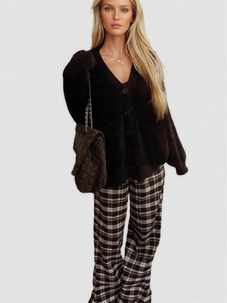 Autumn/Winter Plus Size V-neck Mink Velvet Knitted Cardigan