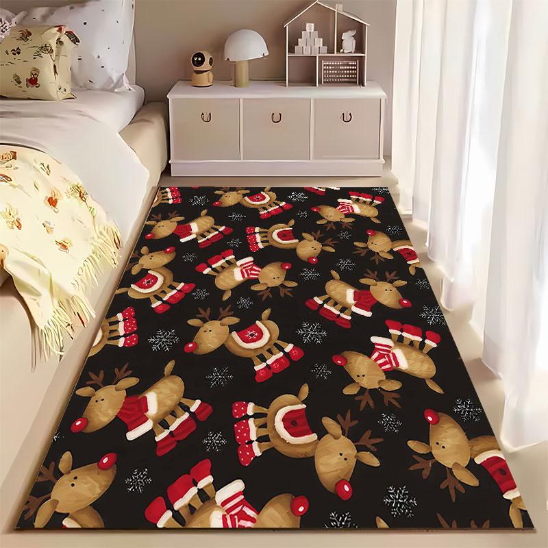 Christmas Reindeer Pattern Carpet suitable as a non-slip mat for the living room or bedroom sofa