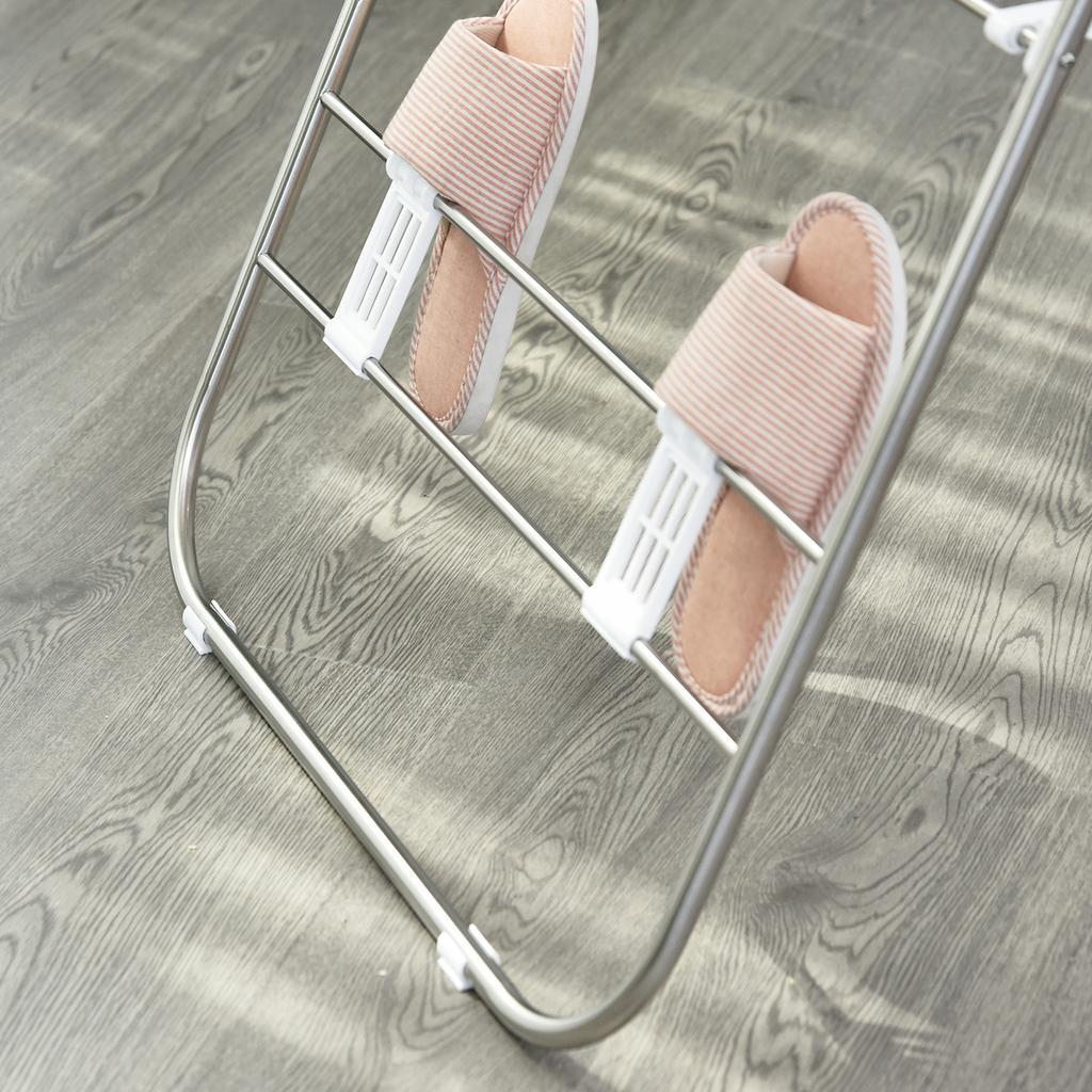 Clothes Airer 1.48 M Drying Length Portable Standing Dryer with Telescopic Rods, Wing Clothes Airer Clothes Dryer for Indoor and Outdoor, Silver+White