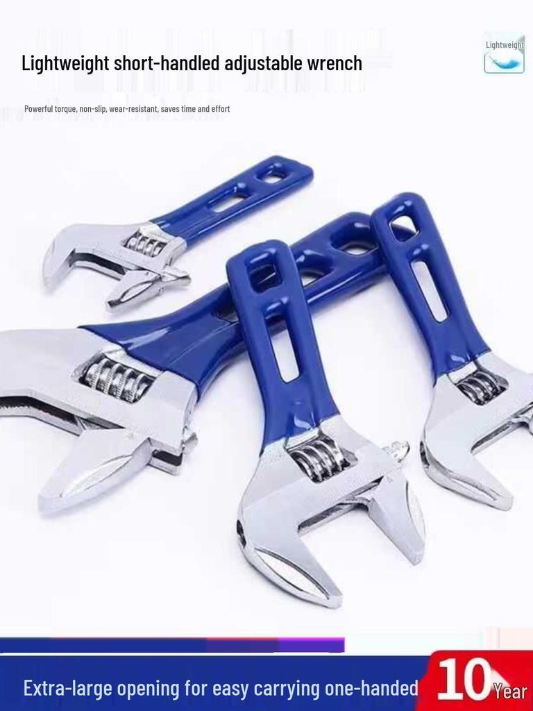 Large Universal Adjustable Wrench with Short Handle for Multifunctional Bathroom and Pipe Installation