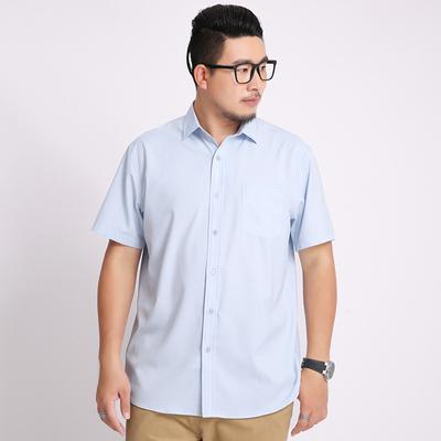 Summer Large Size Men's Short-sleeved Shirt Business Casual Loose Solid Color Versatile Fat Guy Professional Shirt Catties