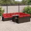 VidaXL Garden Furniture and Cushions 11 Pcs Brown Braided Resin Acacia, Outdoor Sofa Set, Garden Lounge 3326555