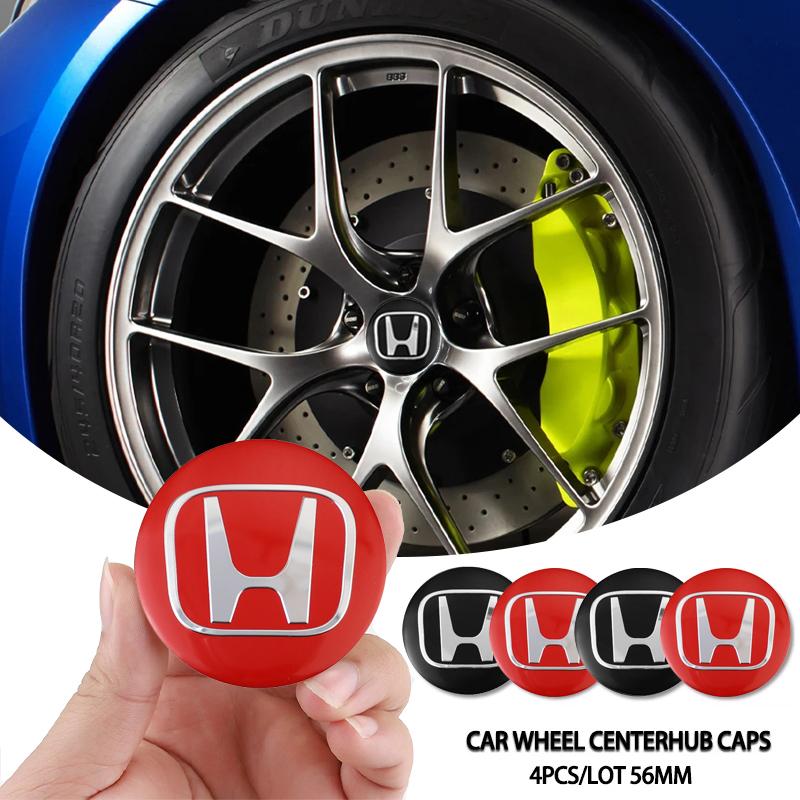 CKBSX1 4Pcs Aluminum Car Wheel Hub Cap Stickers Emblem Accessories For Honda Pilot Odyssey Civic HR-V Prologue ZR-V Passport Fit Freed