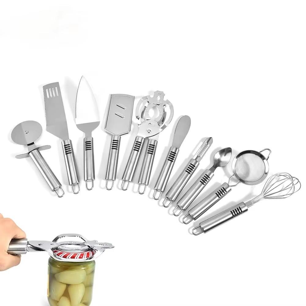 Best Selling Black Stainless Steel 10 Pcs Kitchen Utensils Set Cooking Small Tools Kitchen Gadgets (Silver,S) серебряный