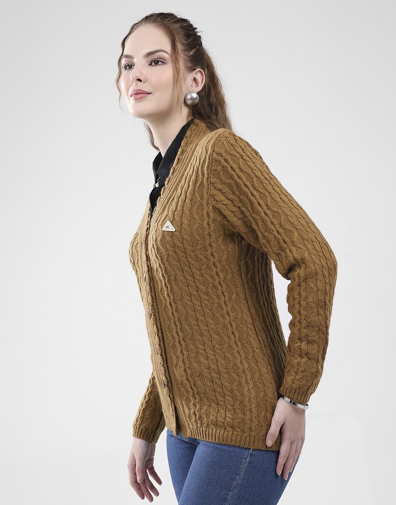 MONTE CARLO Women's V Neck Full Sleeves Cardigan