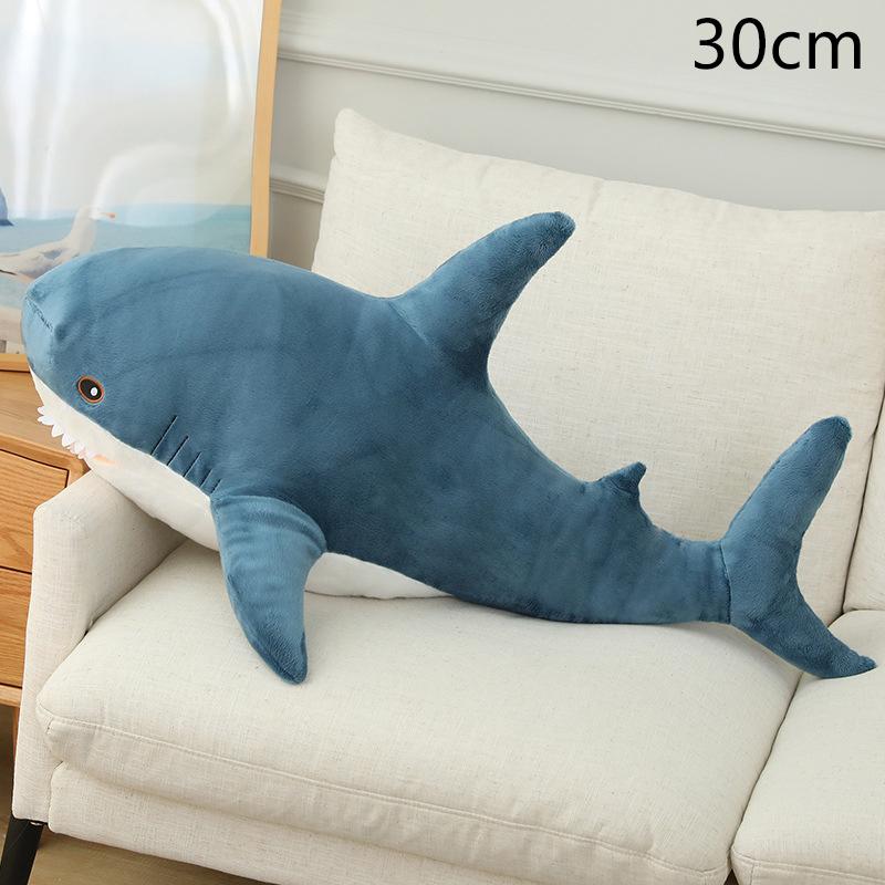 Almohada de tiburón creativa de 30/45/60 cm, juguete de peluche para silla, cojín de peluche, muñeco de tiburón relleno, regalo de vacaciones, adorno decorativo kawaii para el hogar