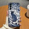 For Samsung Galaxy A17 A16 A15 A14 A13 A07 A06 A04 A01 Phone Cases Blue Porcelain Cat Matte Silicone Anti Drop Lightweight Housing For Samsung Bumpers
