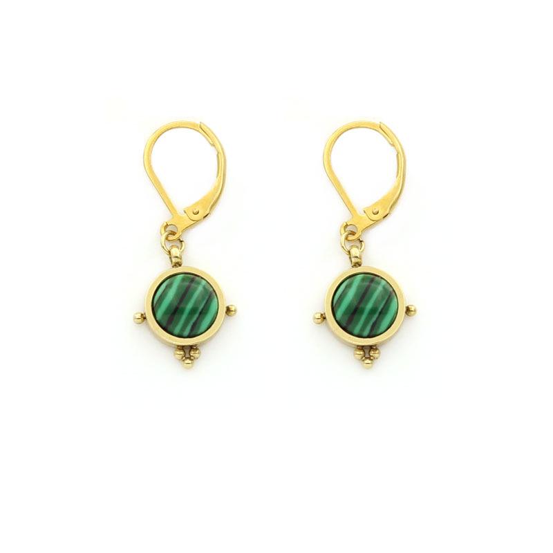 Gold-Plated Stainless Steel Earrings with Natural Stones & French Ear Hooks