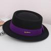 Autumn and Winter French Flat-brimmed Woolen Flat-top Top Top Hat Female British Show Small Face Simple Temperament Elegant Celebrity Style Jazz Hat