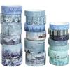 YUBX Winter Landscape Masking Washi White DIY Gift and Decoration Tape, 18-Piece Set, Blue, Tape, Snow, Crafts, Journals, Planners, Scrapbooking,