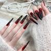 Winter Gothic Red & Black Gradient Press-on Nails: Mysterious Long Detachable Tips