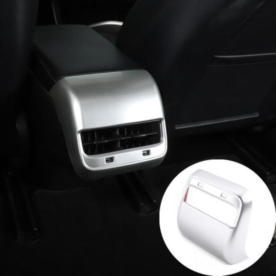 Silver Rear Air Vent Outlet Cover Trim Frame Accessories For 17-21 Tesla model 3