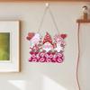 Whimsical Pink Wood Gnome Love Hanging Decor Ideal For Valentines Day Celebrations