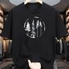 Unisexs Summer Cotton Fashion Casual Loose Forest Tree Pattern Printed Sports Breathable Round Neck Short Sleeve