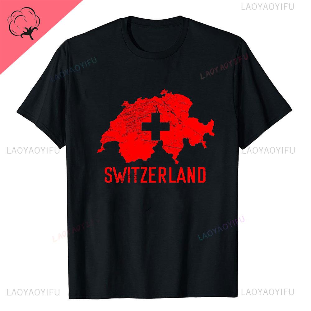 Super Swiss Proud Switzerland Flag T Shirts Man ShortSleeve Fashion Hipster T Shirt Clothing Casual Summer Basic Loose Tee
