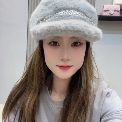 Imitation Mink Hat Women's Winter Foreign Style Big Eaves Duck Tongue Fashion Beret Elastic Cold Hat