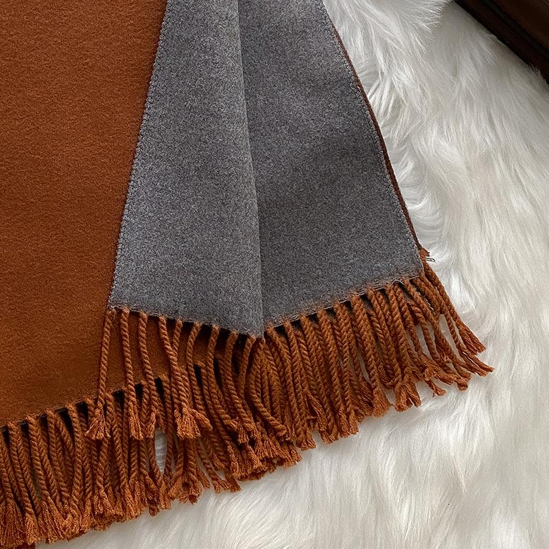 Weicher doppelseitiger Kaschmir-Imitat-Schal und Stola für Damen, Koreanischer Stil, schlicht, verdickt, Herbst- und Winterschal
