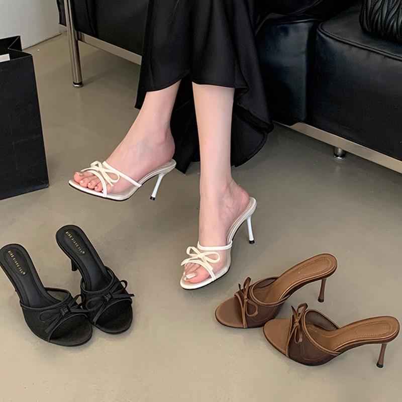 Fashion Bailamos 2025 Summer Brand Women Slipper Ladies Elegant Thin High Heels Dress Pumps Shoes Fashion Open Toe Slip On Slides