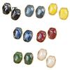 Fashion Statement Earrings for Women 1 Pair Natural Healing Stone Stud Women, Gold Versatile Casual Dress Plated Oval Resin Earrings, Faux Crystal
