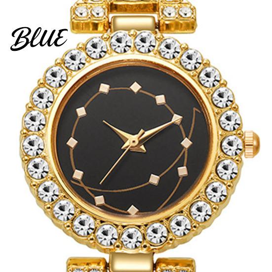Sparkling Rhinestone Bracelet Luxury Women Watch Round Dial Quartz Analog