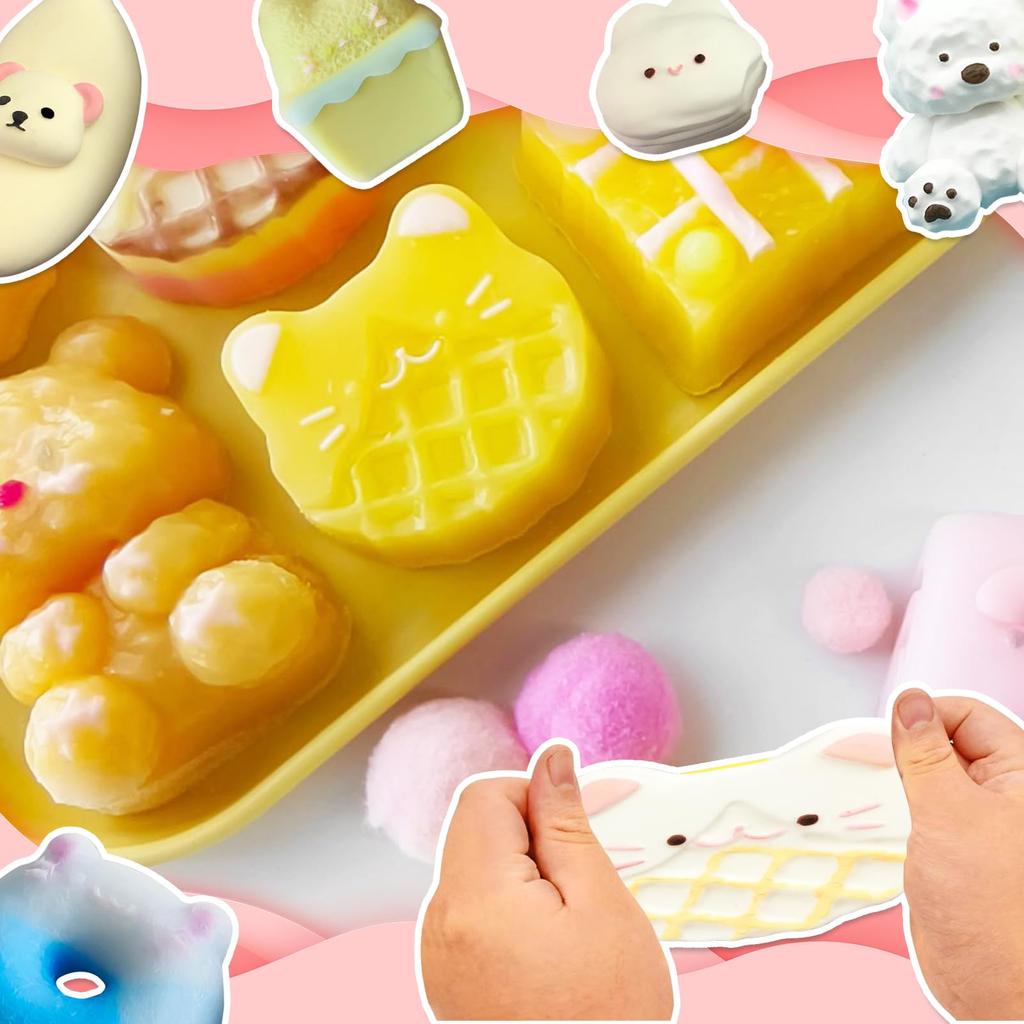 PNHAEH Squishy Silicone UV Resin Animal 3D Handmade Cute Clay Reusable Biscuit Shape Squishy Mold Mold, Mold, Face, Bear, Panda, Pig, Fish, Kitten,