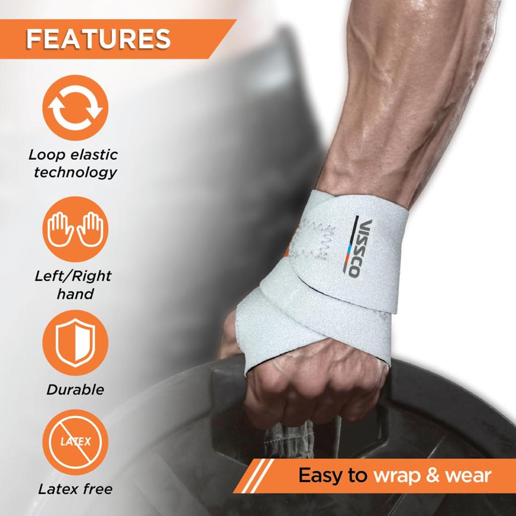 Vissco Wrist Brace (Neoprene), Support To the Wrist, Wrist Brace for Sports, Badminton, Hockey, Cricket, Gym & Workout, Sports Injury & Wrist Pai