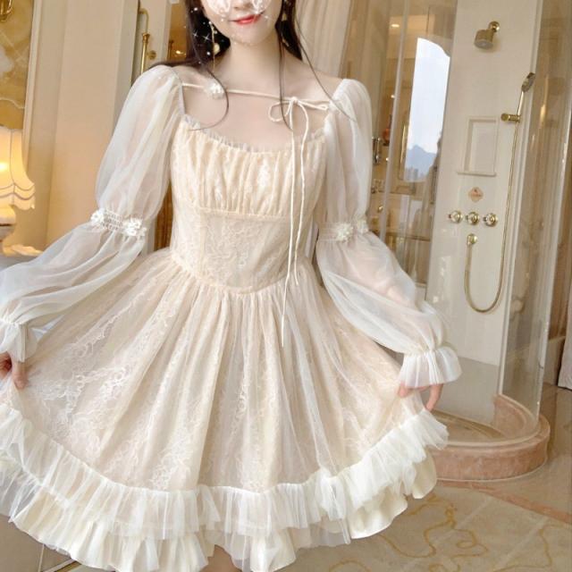Buy Lolita Kawaii Dress Women Casual Long Sleeve Vintage Y2k Mini Dress Female Japanese Style One Piece Dress Korean 22 Autumn At Affordable Prices Free Shipping Real Reviews With Photos Joom