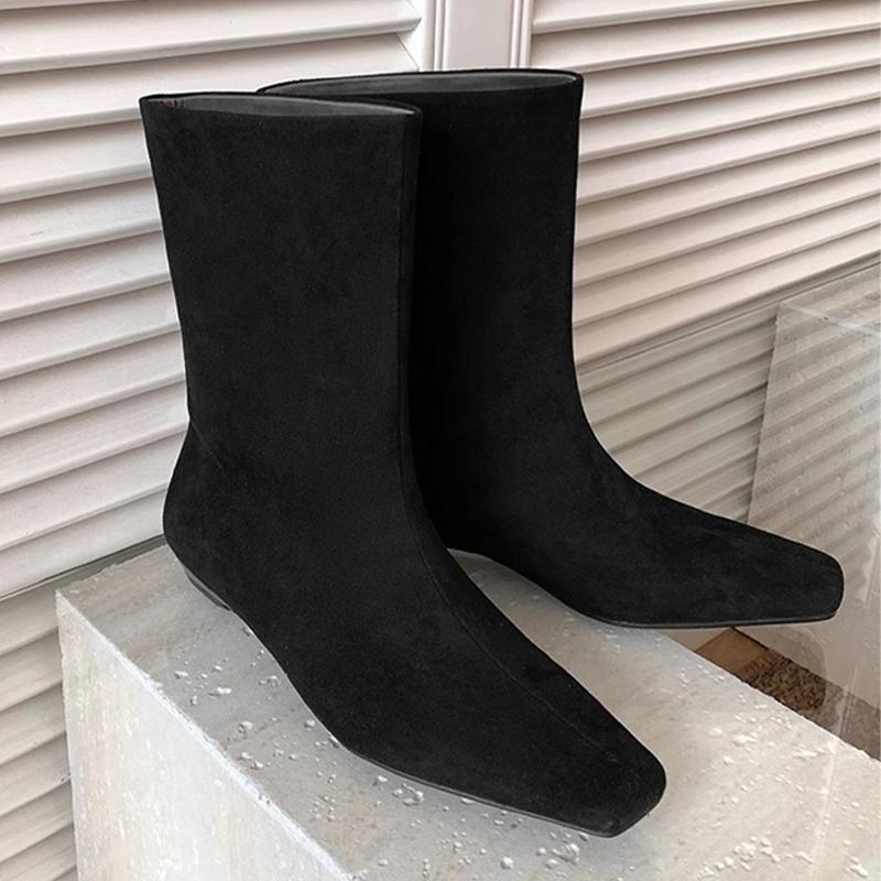 Fashion Flats Women Ankle Boots Pointed Toe Fashion Shoes Casual Cozy Woman Winter Botas 2025 New Designer Dress Mujer Chelsea Boots
