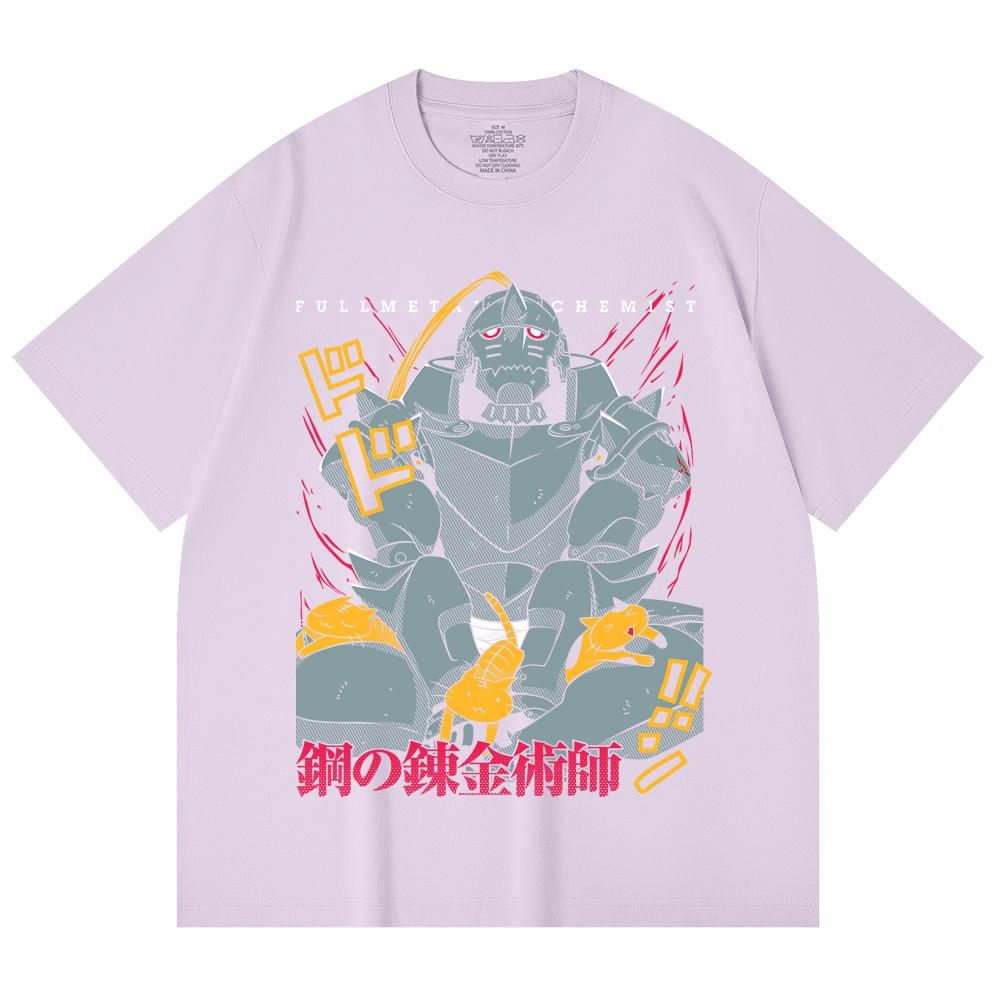 T-shirt Unisex in Cotone Pesante 230 g/m² 100% Cotone con Stampa Fullmetal Alchemist V4 Alphonse