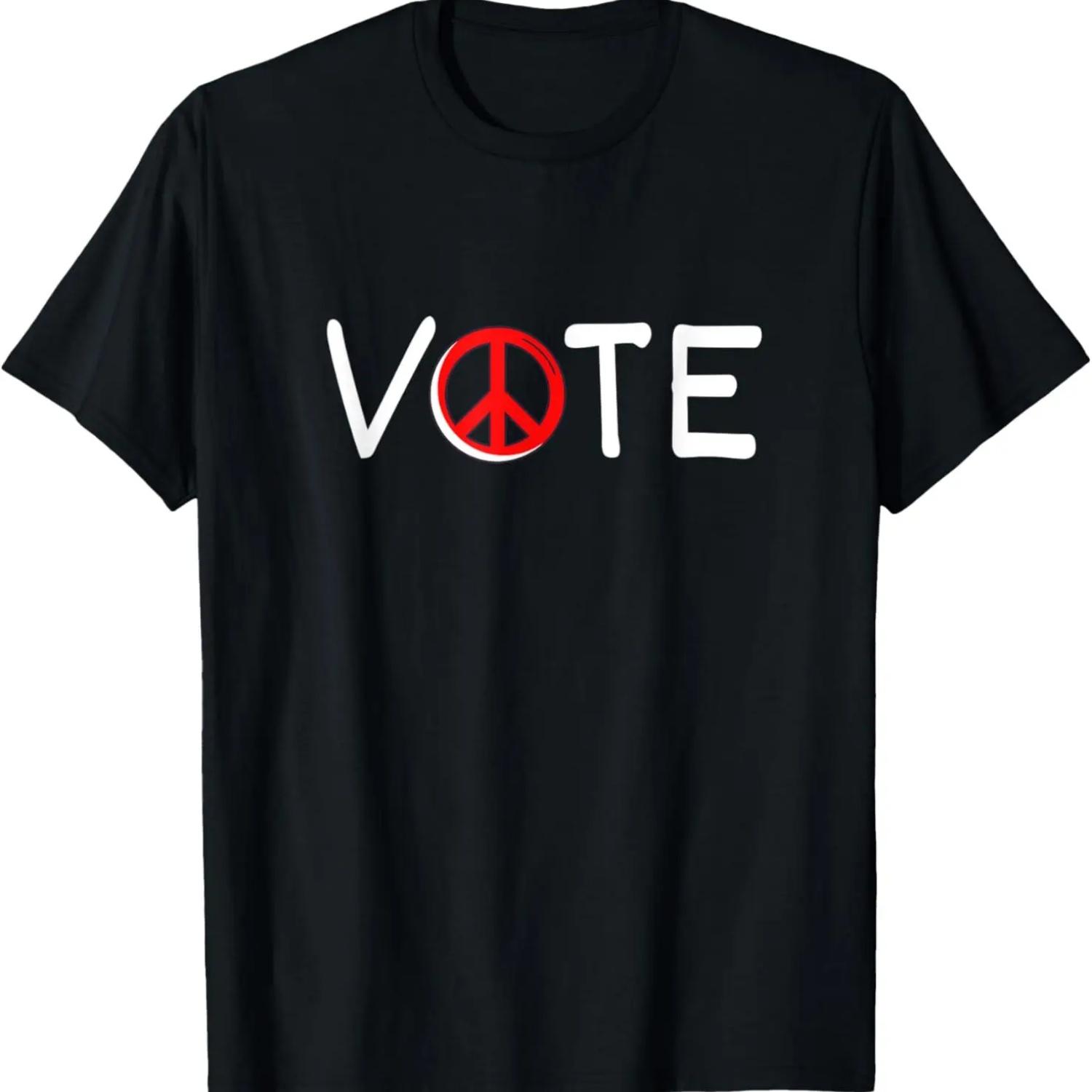 Vote Political Election Retro Peace Sign Graphic T-Shirt,100% cotton S