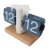 Flip Desk Clock Auto Mechanical Flip 12H AM PM Wood Base Battery Powered Vintage Retro Digital Table Clock for Home