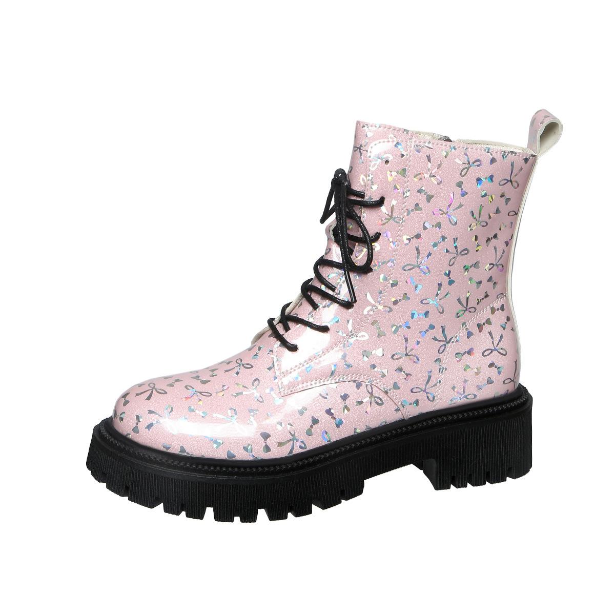 

Plus-size Front Lace-up Boots, New Autumn Women s Shoes, Thick-soled Round-toe Boots 42