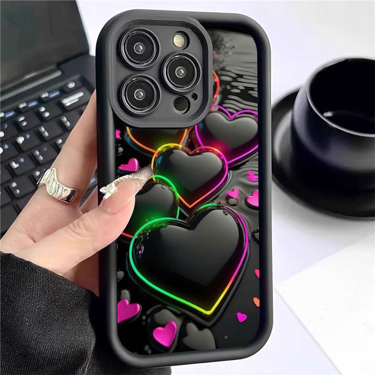 

Новий Чорний Чохол для Телефона з Виїмкою у Формі Серця для iPhone 14/15/16/17 Pro Max - Стильний Захист Galaxy A22 5G чорний