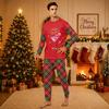 Christmas-print long-sleeve and long-pant matching family loungewear set