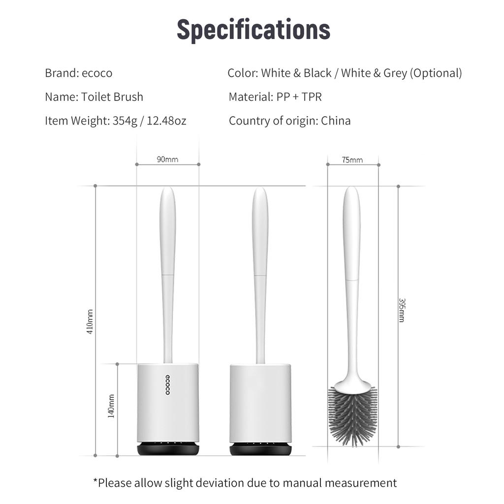 ecoco Toilet Brush and Holder Set Toilet Bowl Brush Bathroom Hollow Drainage Holder Toilet Soft Cleaner Brush Kit with